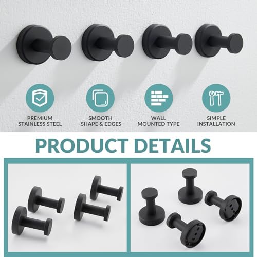 aplusee matte black towel hooks for bathroom storage on a desk or shelf
