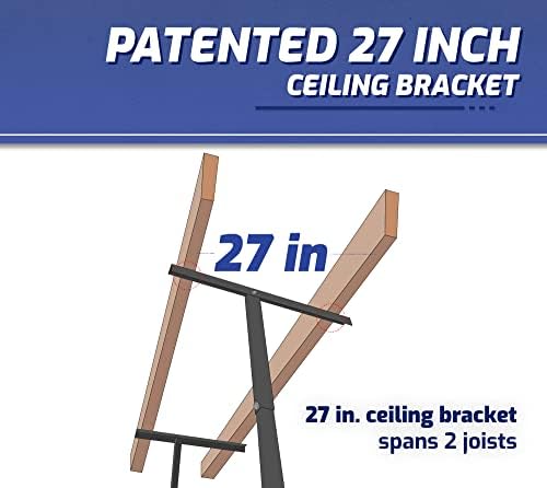 saferacks 2x8 overhead garage storage rack, gray, 12"-21" showing dimensions