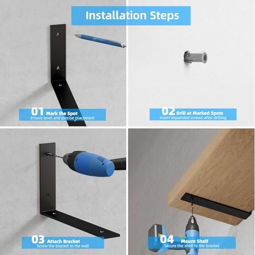 heavy duty 12-inch black shelf brackets, l shelf, front angle view