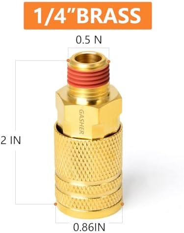 gasher 12pcs 1/4-inch brass male industrial coupler,1/4 inch shown in use