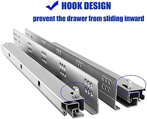 6 pairs 21 inch undermount soft close drawer, side view