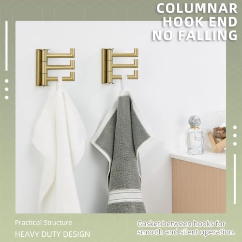 angle simple swivel towel hooks 2 pack, brushed on a desk or shelf
