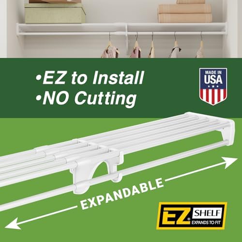 ez shelf expandable closet kit with end brackets, close-up detail