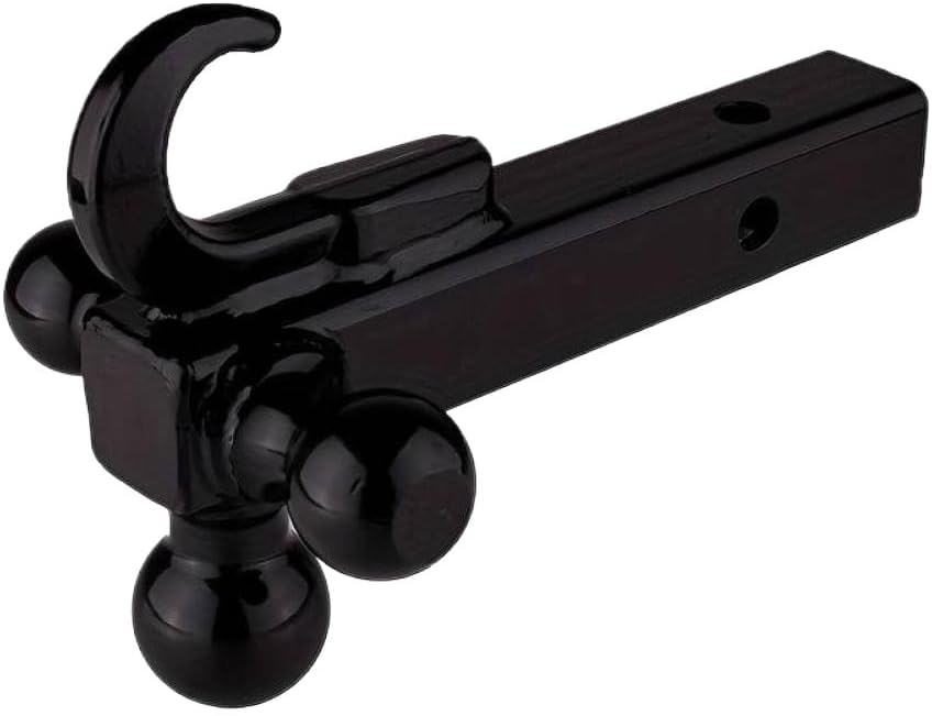 Triple Ball Mount with Hook Trailer Arm 1-7/8 Inch 2 Inch and 2-5/16 Inch Tri Ball Hitch Balls Hollow Shank Compatible with 2 Inch Receiver 10000 Lbs