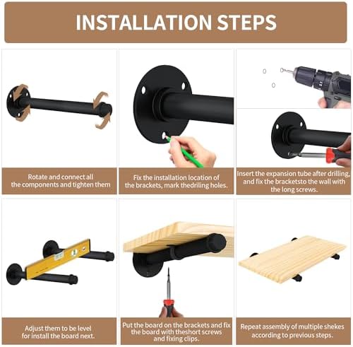 metal pipe shelf brackets for 12 inches board, package contents
