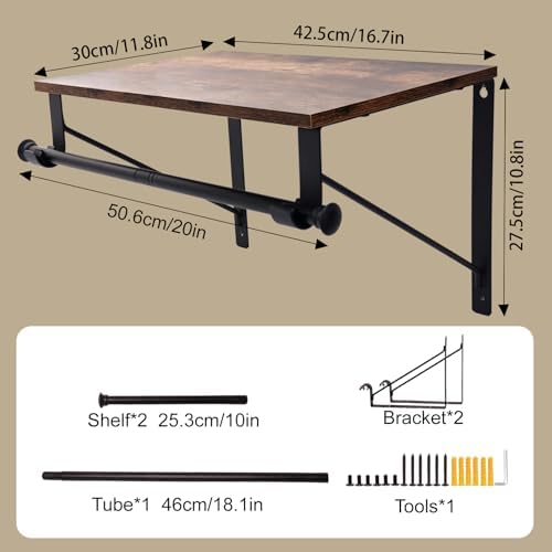wall mounted shelf with hanging rod, laundry room, package contents