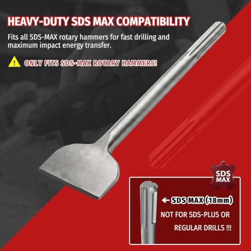4-piece 18" sds max chisel set for concrete shown in use