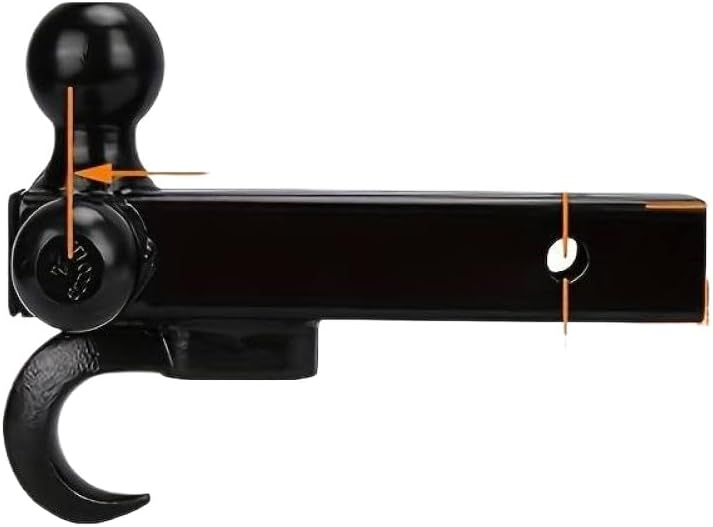 Triple Ball Mount with Hook Trailer Arm 1-7/8 Inch 2 Inch and 2-5/16 Inch Tri Ball Hitch Balls Hollow Shank Compatible with 2 Inch Receiver 10000 Lbs