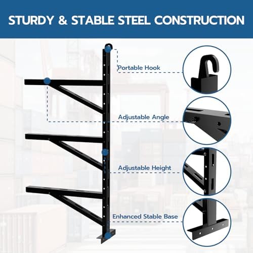 shipping container shelving bracket, 22"(d) x 46.5"(h), side view