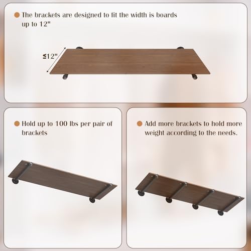 pipe shelf bracket set of 10 floating shelving, close-up detail