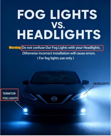 Termitor H11/H8/H9 Light Bulbs, 96,000LM 12X Super Brightness, 360° Adjustable Quick Install, 6500K Cool White H11/H16 Fog Lights Bulb, 1:1 Mini Size with Cooling Fan, IP68, Plug N Play, Pack of 2
