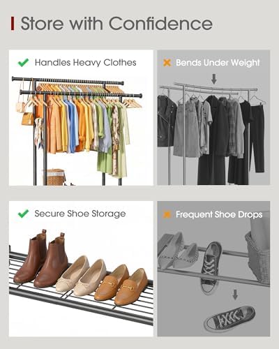 sakugi double rods clothes rack - metal clothing, package contents