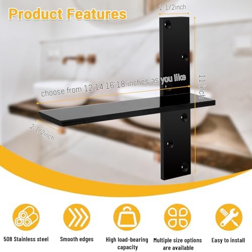 3/8" thick heavy-duty floating shower bench brackets, close-up detail