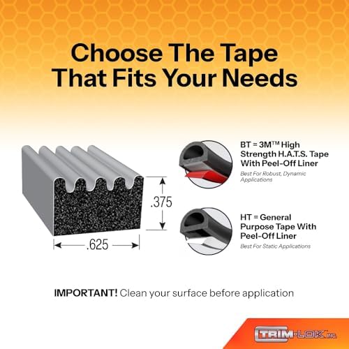 trim-lok ribbed rectangle rubber seal with 3m bonded, close-up detail