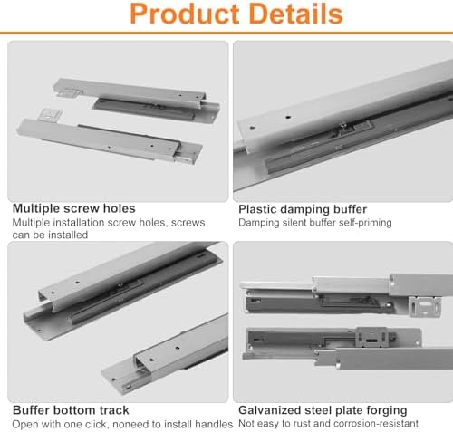 undermount shelf drawer slide soft close bottom support, package contents