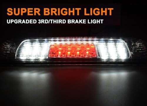 G-PLUS LED 3rd Brake Light Fit Chevy Silverado 1500 2500HD 3500 2014-2018 | Rear Third Brake Light Fit GMC Sierra1500/2500HD/3500 2014-2018,3RD Cargo Led Tail Lamps Clear lens Chrome Housing