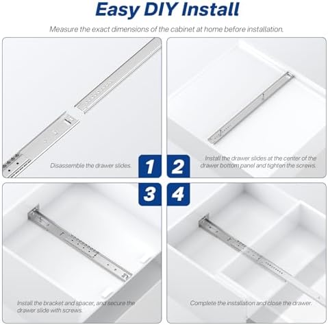 14 inch center mount drawer slides 4 pcs showing dimensions