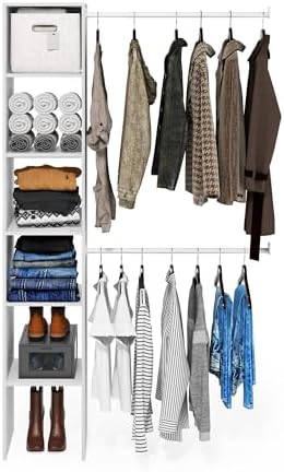furinno fano closet organizers and storage, 5-tier closet showing dimensions