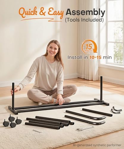 homde portable clothes rack for bedroom: 4 lockable, view 9