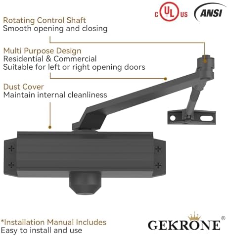 automatic door closer heavy duty fire prevention spring showing dimensions
