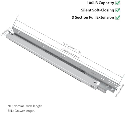 lontan 21 inch undermount soft close drawer slides shown in use