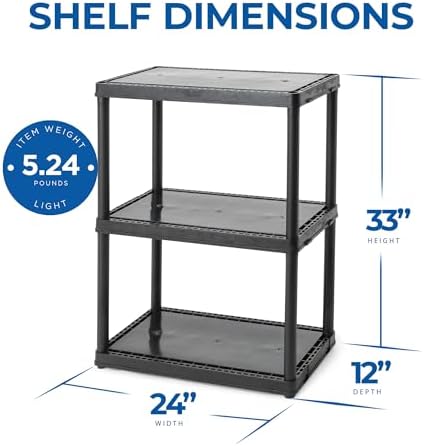 gracious living 33 inch heavy duty 3-shelf light, close-up detail
