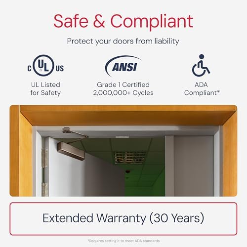 lawrence extra heavy duty door closer commercial grade, side view