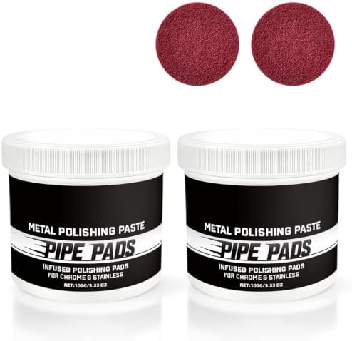 2pcs Pipe Polishing Pads, Buffing & Finishing Care Set, Metal Polishing Paste Pipe Pads Infused Polishing Pads, Achieve a Brilliant Shine with Ease, for Chrome & Stainless Steel, Buffing & Finishing