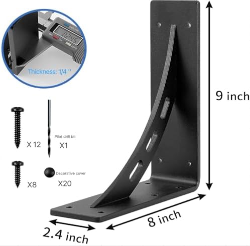 9"x8"x2.5" heavy duty shelf brackets - max load shown in use