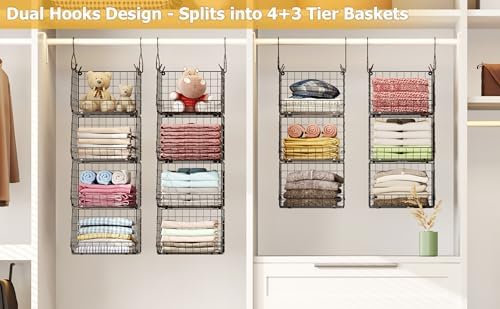 x-cosrack 7 tier foldable hanging closet organizer and, front angle view