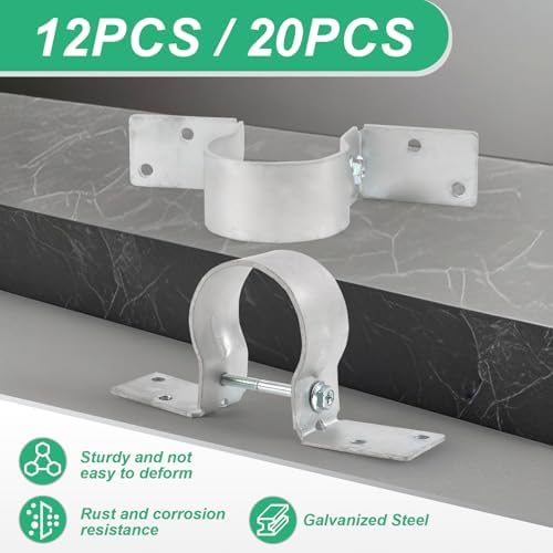 fence post brackets, 2-3/8“ steel to wood fence showing dimensions
