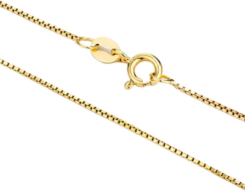 14k classic real gold box chain necklace for, main product view