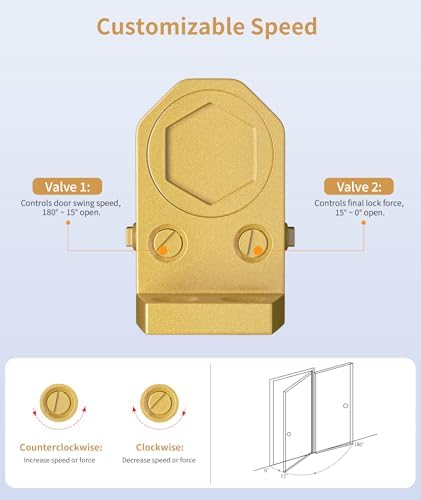 commercial grade door arm, dullgolden finish, large size on a desk or shelf