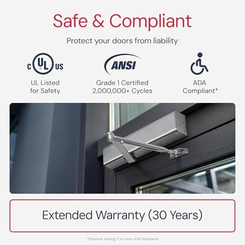 lawrence heavy duty door closer commercial grade 1, side view