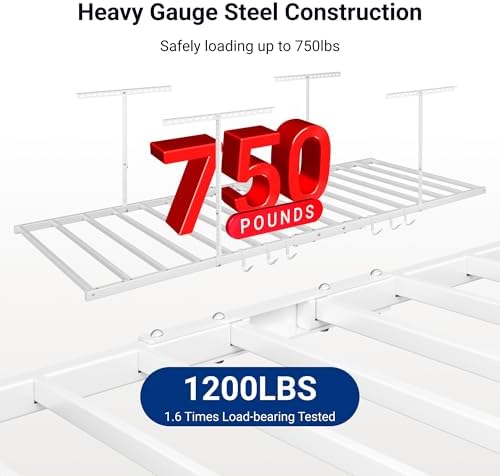 fleximounts 4x8 overhead garage ceiling storage rack with shown in use
