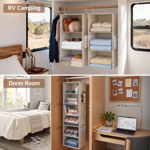 storageworks hanging closet organizer, 6-shelf with 2-in-1 design, view 9