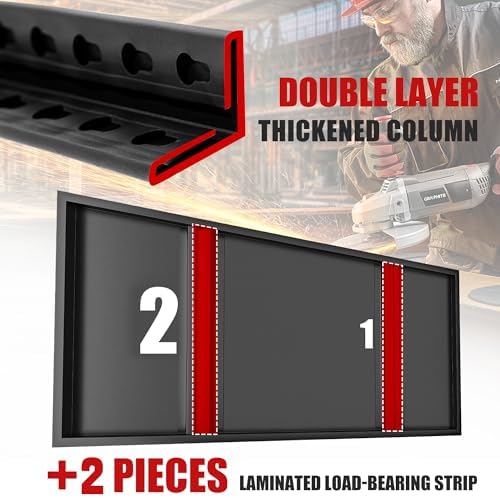 raybee storage shelves 2000lbs garage shelving heavy duty, side view