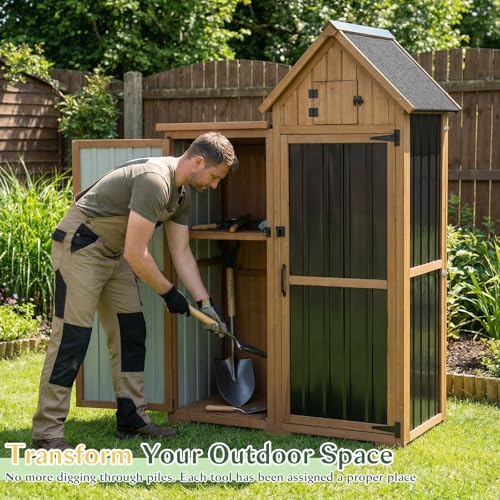 outdoor storage cabinet weatherproof with 3 adjustable shelves showing dimensions