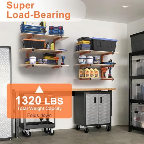 lumber rack wall-mounted lumber storage rack, heavy duty, side view