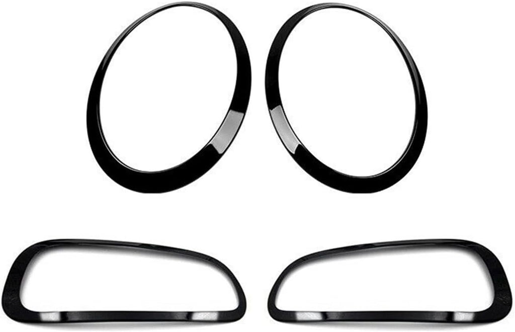 4pc Headlight+Taillamp Cover Trim Compatible For Mini Cooper F54 2015-2020 Clubman Car Front Head Light Bezel+Rear Lamp Frame Sticker Strip(Glossy Black)