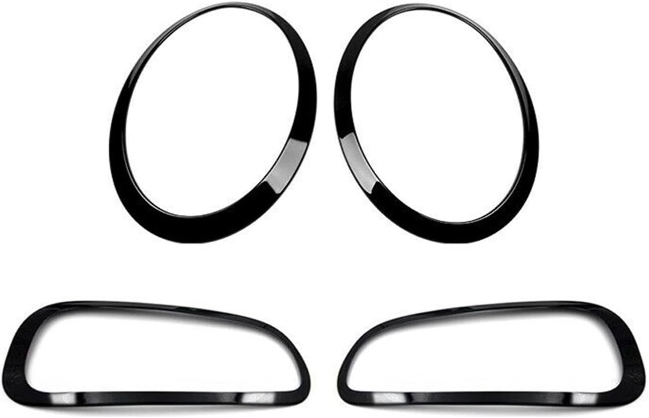 4pc Headlight+Taillamp Cover Trim Compatible For Mini Cooper F54 2015-2020 Clubman Car Front Head Light Bezel+Rear Lamp Frame Sticker Strip(Glossy Black)