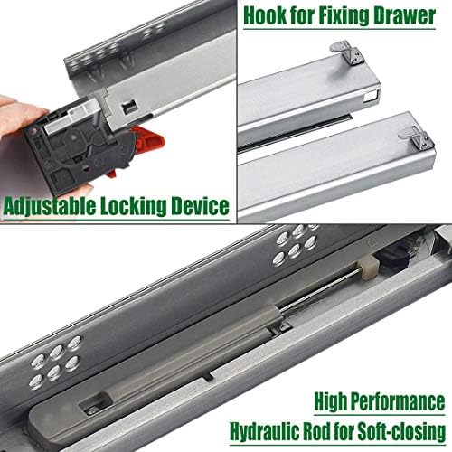 ocg soft close undermount drawer slides 21 inch, close-up detail