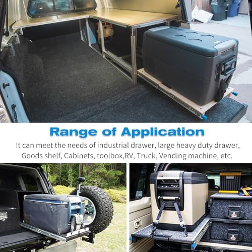 yenuo locking heavy duty drawer slides full extension, front angle view