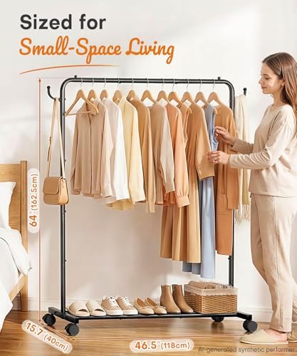 homde portable clothes rack for bedroom: 4 lockable, close-up detail