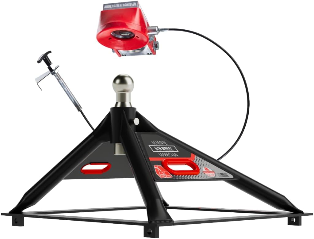 ANDERSEN HITCHES | Rail Mount Hitch Kit | Towing Accessories | 11-1/2" Tall Base, 20,000 lbs GTWR, 4,500 lbs tongue weight | Fifth Wheel Black Rail Mounting | RV Camper Gooseneck Adapter | 3200