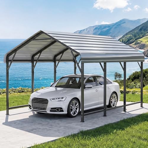 homshade 10x15ft heavy duty metal carport with 132°, view 11