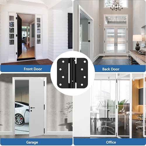 4 inch self closing door hinges, 5/8" radius, package contents