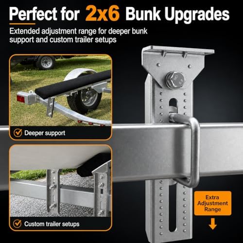 wellmax 10" boat trailer bunk brackets, heavy duty showing dimensions