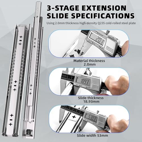1 pair 260 lbs heavy duty drawer slides shown in use