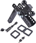 Black Adjustable Trailer Hitch Drop Tow Hitch Fits 2 Inch Receiver 8 Inch Drop Rise 2 Inch and 2 5 16 Inch Ball Hitches 20000 LBS
